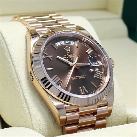 rolex day date chocolate dial rose gold|rolex rose gold 41 mm.